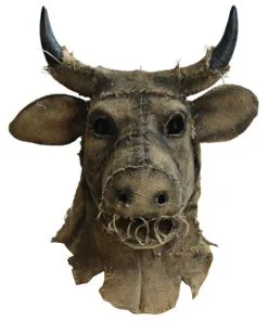 Antik Vogelscheuche Stier Maske