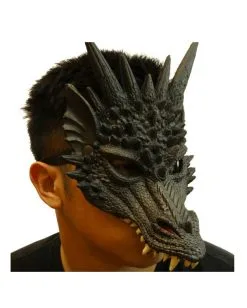 Drachen Halbmaske Schwarz