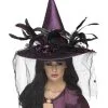 Edler Hexenhut Violett Schwarz -Cosplay Verkäufe edler hexenhut violett schwarz eleganter hexenhut mit federn spitzhut fuer elegante hexen 24105