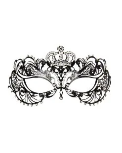 Filigrane Augenmaske Aus Metall Mit Krone Schwarz