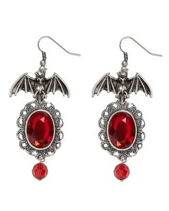 Fledermaus Kostüm Ohrringe Mit Roten Schmuckstein