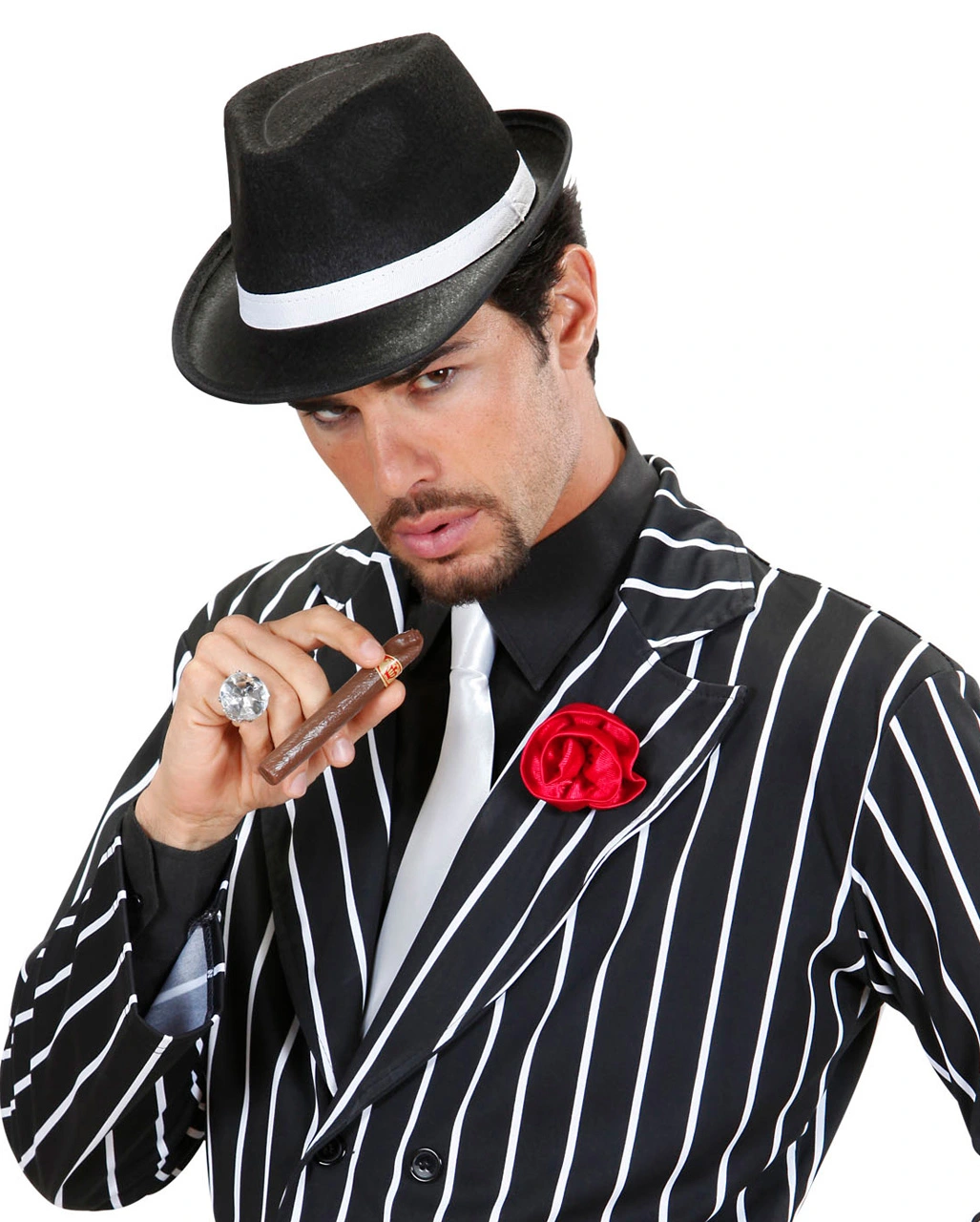 Gangster Hut Mit Weißem Hutband 4 Gangster Hut Mit Weißem Hutband – Bild 2