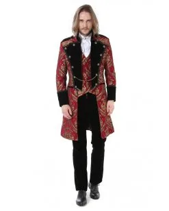 Gothic Aristokrat Herren Mantel Gold Rot -Cosplay Verkäufe gothic aristokrat herrenmantel gold rot brokatmuster gothic aristocrat mens coat gothic mantel 39102 2