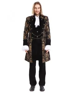 Gothic Aristokrat Herren Mantel Gold Schwarz -Cosplay Verkäufe gothic aristokrat herrenmantel gold schwarz brokatmuster gothic aristocrat mens coat gothic mantel 39099 3