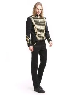 Gothic Parade Jacke Schwarz Gold -Cosplay Verkäufe gothic parade herren jacke schwarz gold offiziersjacke mit gold boduere dompteursjacke schwarz 39104 4
