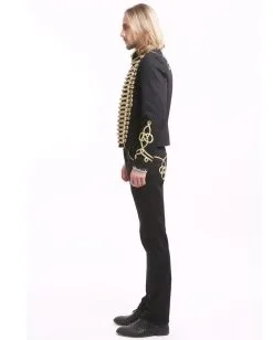 Gothic Parade Jacke Schwarz Gold -Cosplay Verkäufe gothic parade herren jacke schwarz gold offiziersjacke mit gold boduere dompteursjacke schwarz 39104 5