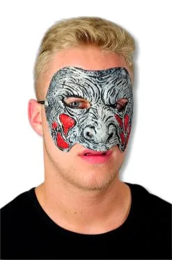 Zombie Maske Grau Rot