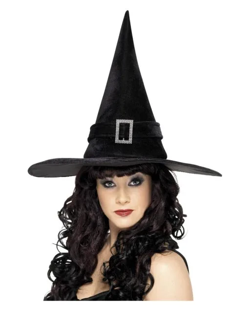 Hexenhut Mit Silber Schnalle -Cosplay Verkäufe hexenhut mit silberschnalle schwarzer hexenhut mit brosche halloween witch hat 24353