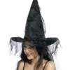 Hexenhut Mit Tüllschleier Schwarz -Cosplay Verkäufe hexenhut mit tuellschleier schwarz edler hexenhut mit tuell hexen kostuemzubehoer 23803