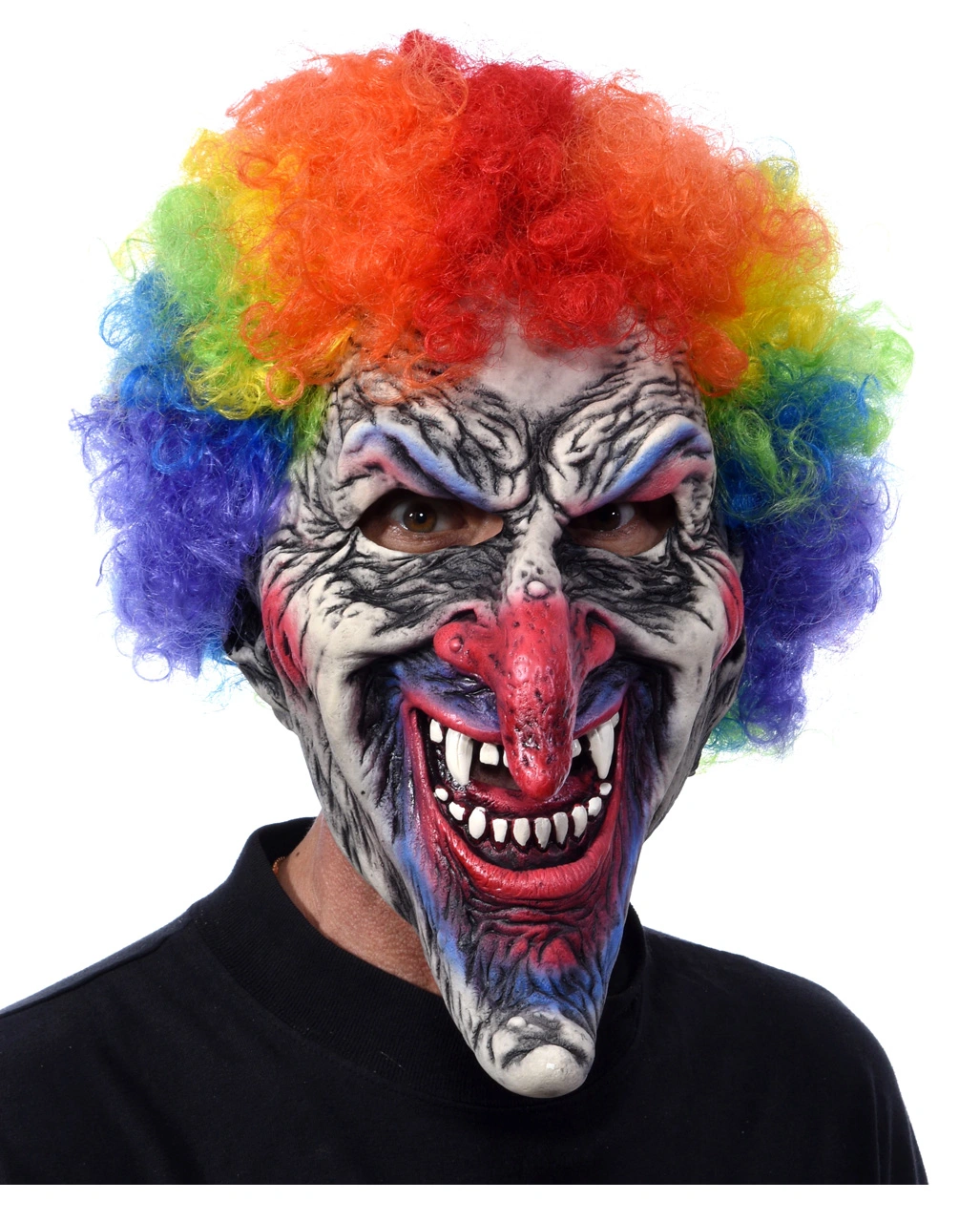 Horror Clown Maske Mit Rainbow Afro 3 Horror Clown Maske Mit Rainbow Afro