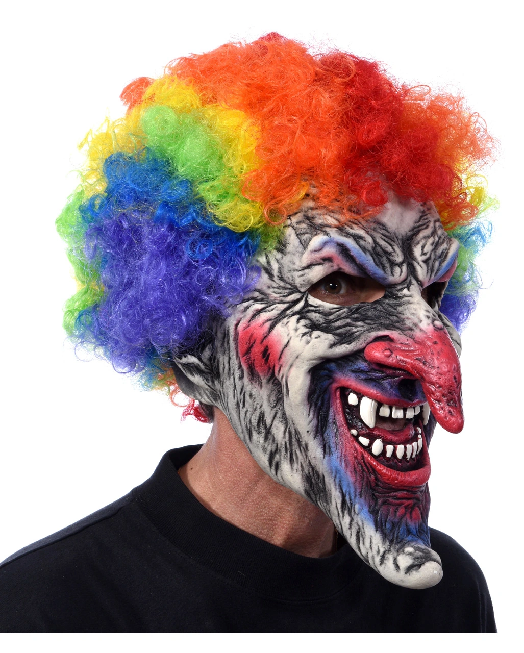 Horror Clown Maske Mit Rainbow Afro 4 Horror Clown Maske Mit Rainbow Afro – Bild 2