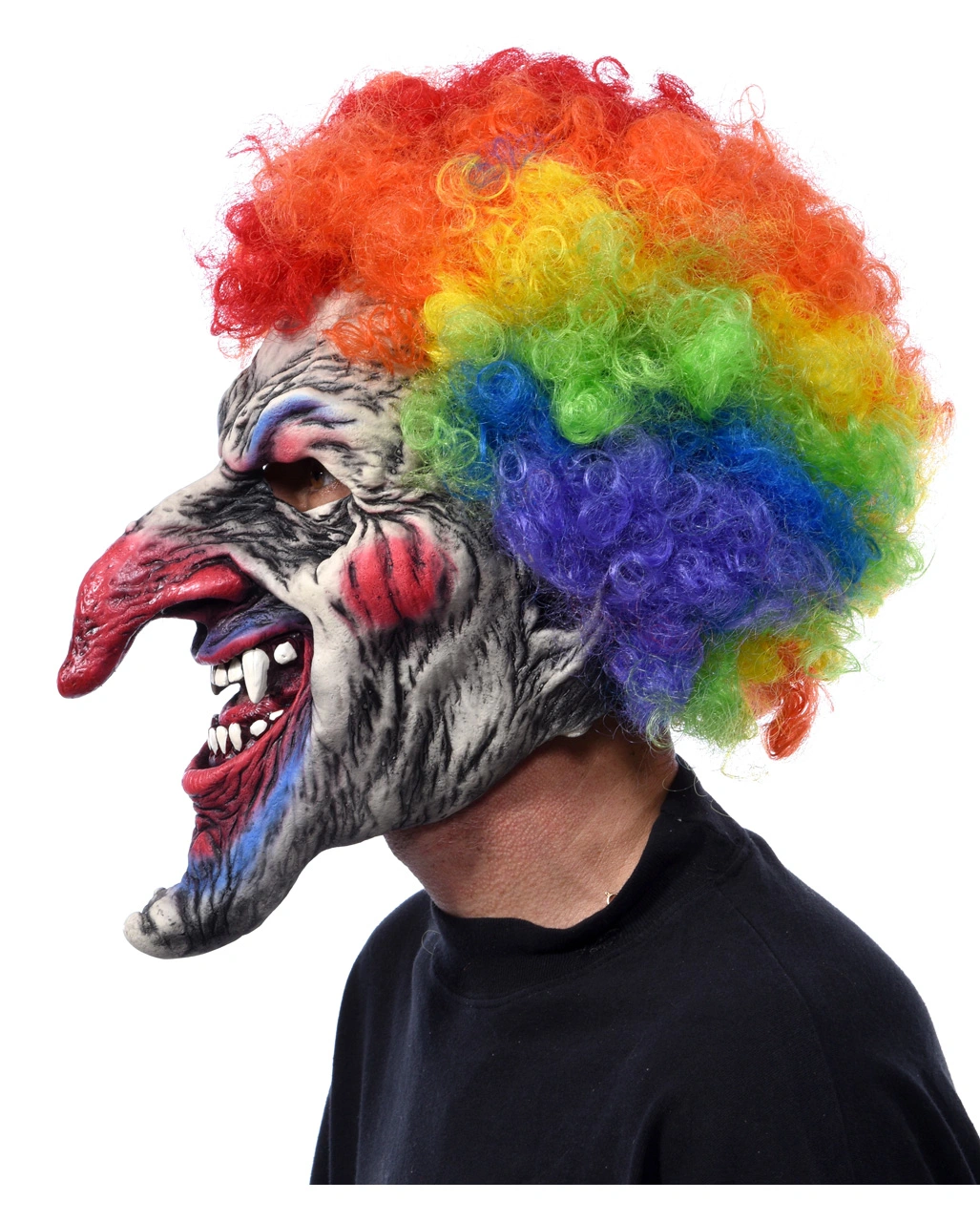 Horror Clown Maske Mit Rainbow Afro 5 Horror Clown Maske Mit Rainbow Afro – Bild 3