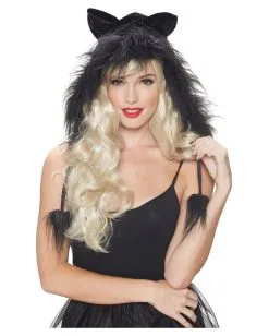 Katzen Kapuze Mit Pom Poms