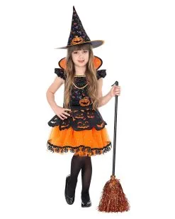 Kürbishexe Kinderkostüm -Cosplay Verkäufe kuerbishexe kinderkostuem pumpkin witch child costume halloween kinderkostuem 51735 04