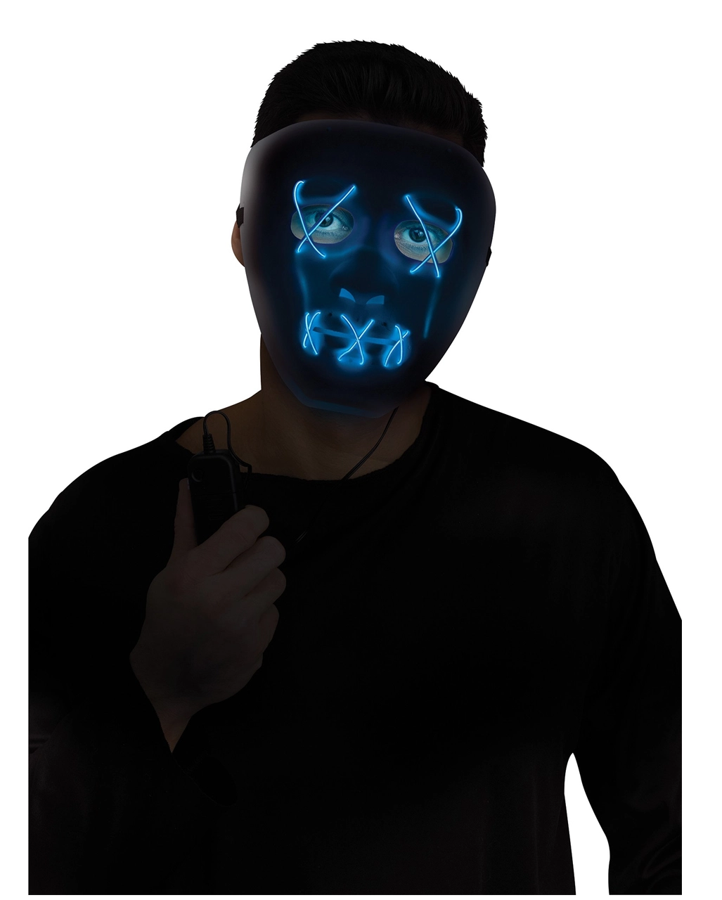 Leuchtende LED Maske Blau - Weiß 3 Leuchtende LED Maske Blau - Weiß