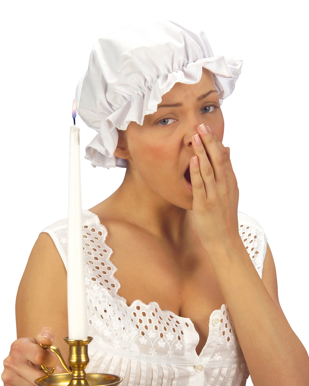 Mittelalterliche Schlafhaube Weiß 3 Mittelalterliche Schlafhaube Weiß
