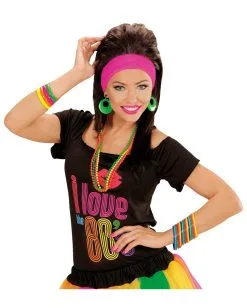 4 Neonfarbene Perlenketten -Cosplay Verkäufe neonfarbene perlenketten halsketten set im 80er jahre stil modeschmuck 23713 3