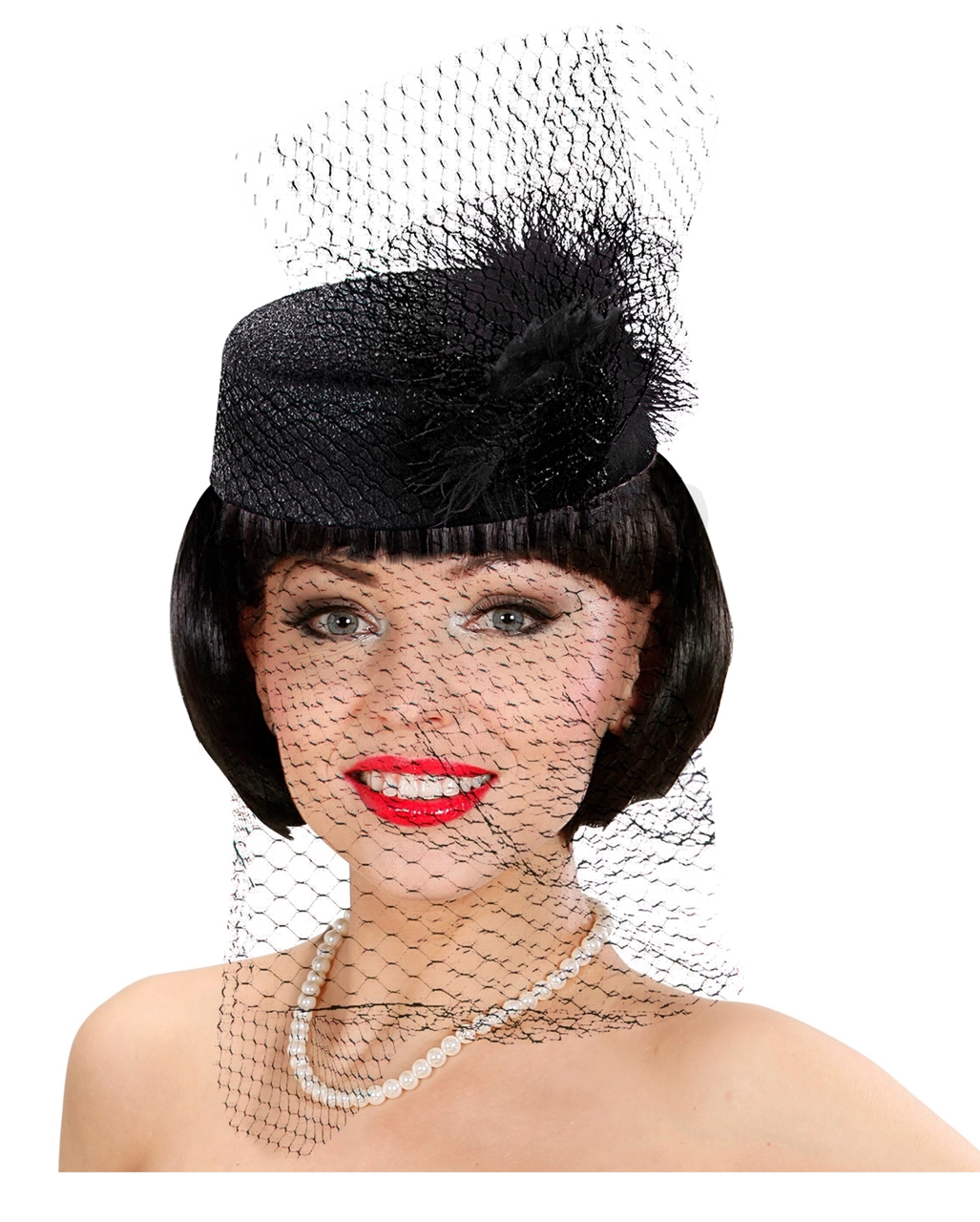 Pillbox Hut Jackie Schwarz Mit Federn