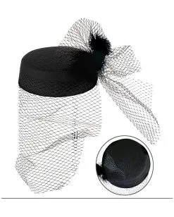 Pillbox Hut Jackie Schwarz Mit Federn -Cosplay Verkäufe pillbox hut jackie schwarz mit federn jackie kennedy hut karnevalshut damenhut pillbox hat jackie black with feather 17384 002