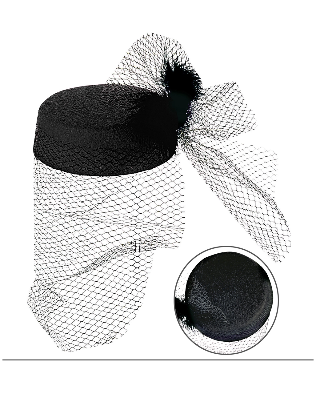 Pillbox Hut Jackie Schwarz Mit Federn – Bild 2