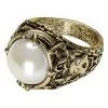 Gothic Ring Mit Perle -Cosplay Verkäufe piraten ring mit perle goldener kostuem schmuck faschings kostuemzubehoer 29555