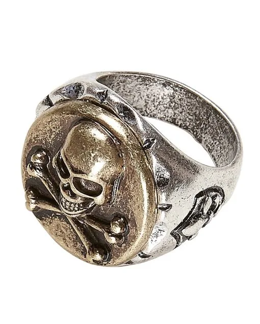 Metall Piratenring Mit Totenkopf -Cosplay Verkäufe piratenring mit totenkopf und knochen pirate ring with skull and bones bild1 27019