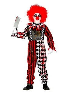 Rot/Weißer Killerclown Mit Kragen Kinderkostüm