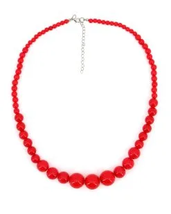 Rote Kunststoff Perlenkette -Cosplay Verkäufe rote kunststoff perlenkette kostuemschmuck red plastic pearl necklace 17167 03