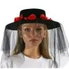 Schwarzer Witwen Hut Mit Rosen & Schleier -Cosplay Verkäufe schwarzer witwen hut mit schleier und roten rosen witwen kostuem black widdow kostuem kostuem hut mit schleier 53424