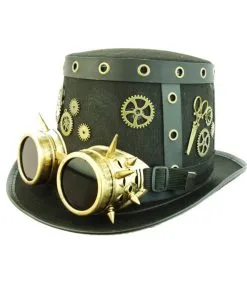 Steampunk Zylinder Mit Fliegerbrille -Cosplay Verkäufe steampunk zylinder mit fliegerbrille steampunk hut steampunk kostuem kostuem zubehoer kostuem accessoires 53418 1