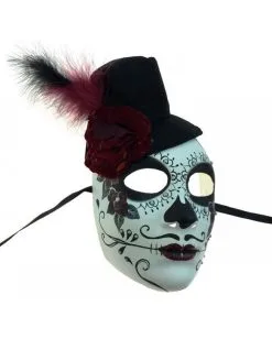 Sugar Skull Maske Mit Mini Zylinder