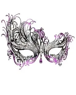 Verschnörkelte Augenmaske Mit Strass Violett/schwarz