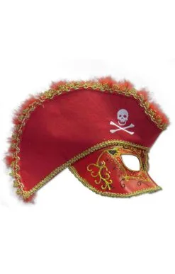 Venezianische Piraten Maske Rot