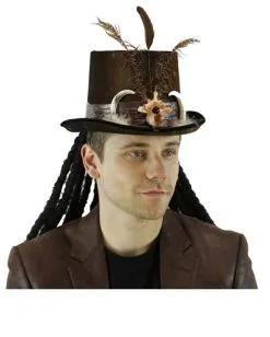 Voodoo Zylinder Mit Dreadlocks -Cosplay Verkäufe voodoo zylinder mit dreadlocks voodoo zylinder mit rastalocken voodoo top hat 50509 03