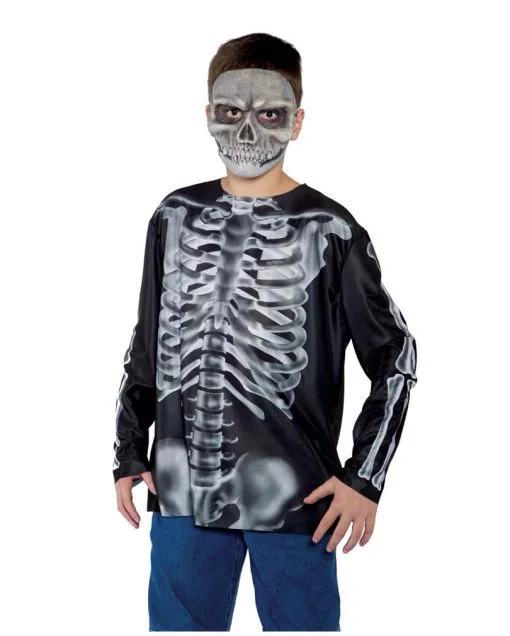 X-Ray Röntgen Teenager Longsleeve -Cosplay Verkäufe x ray roentgen teenager longsleeve skelettiertes halloween shirt fuer teens 23069